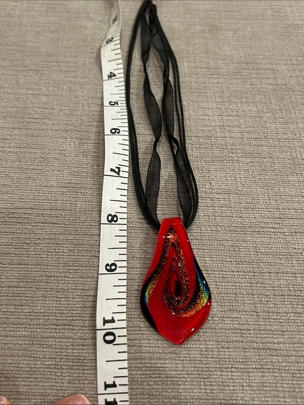 Red Glass Teardrop Pendant Necklace image 4